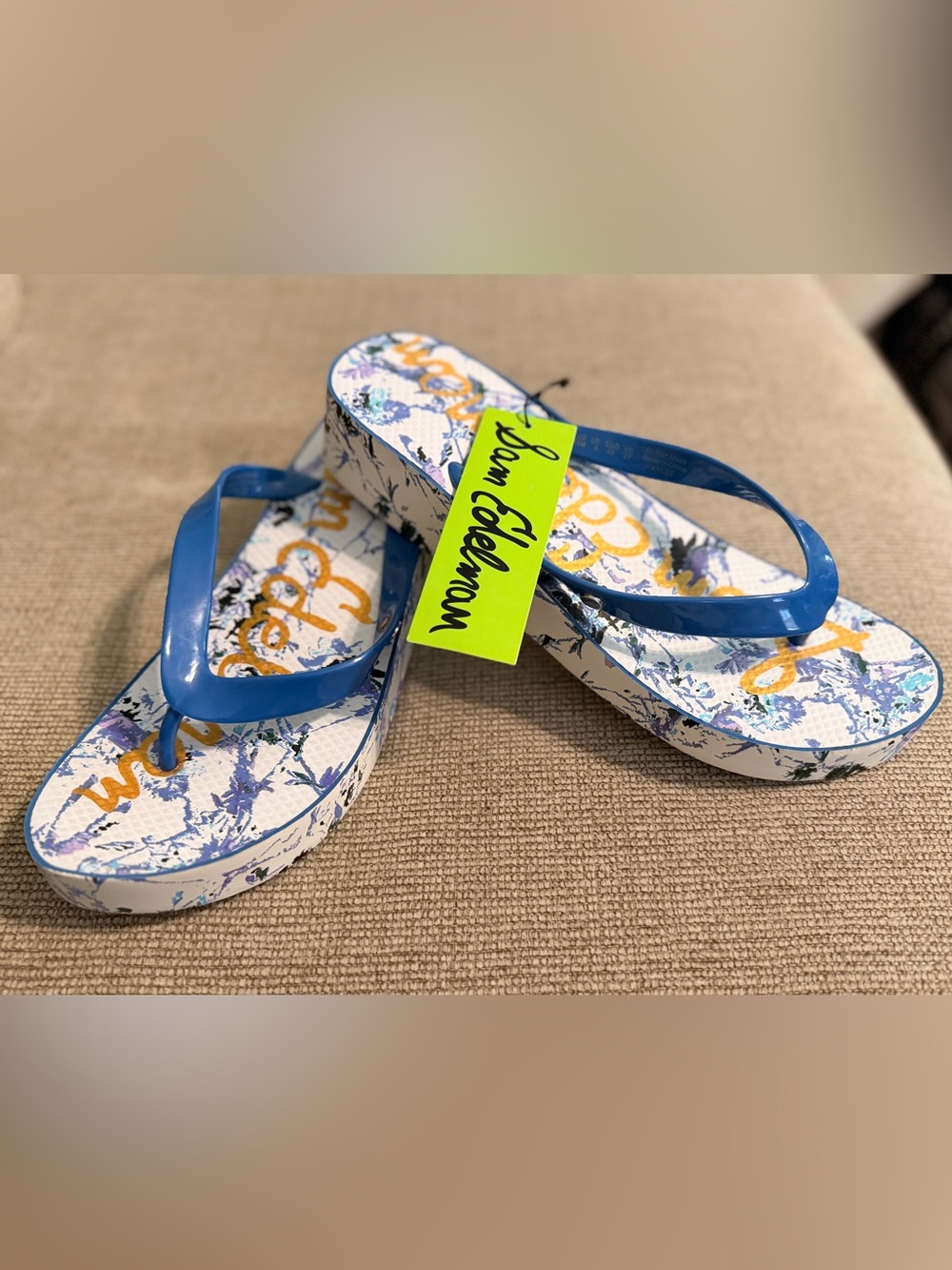 Sam Edelman Blue Floral Platform Sandals